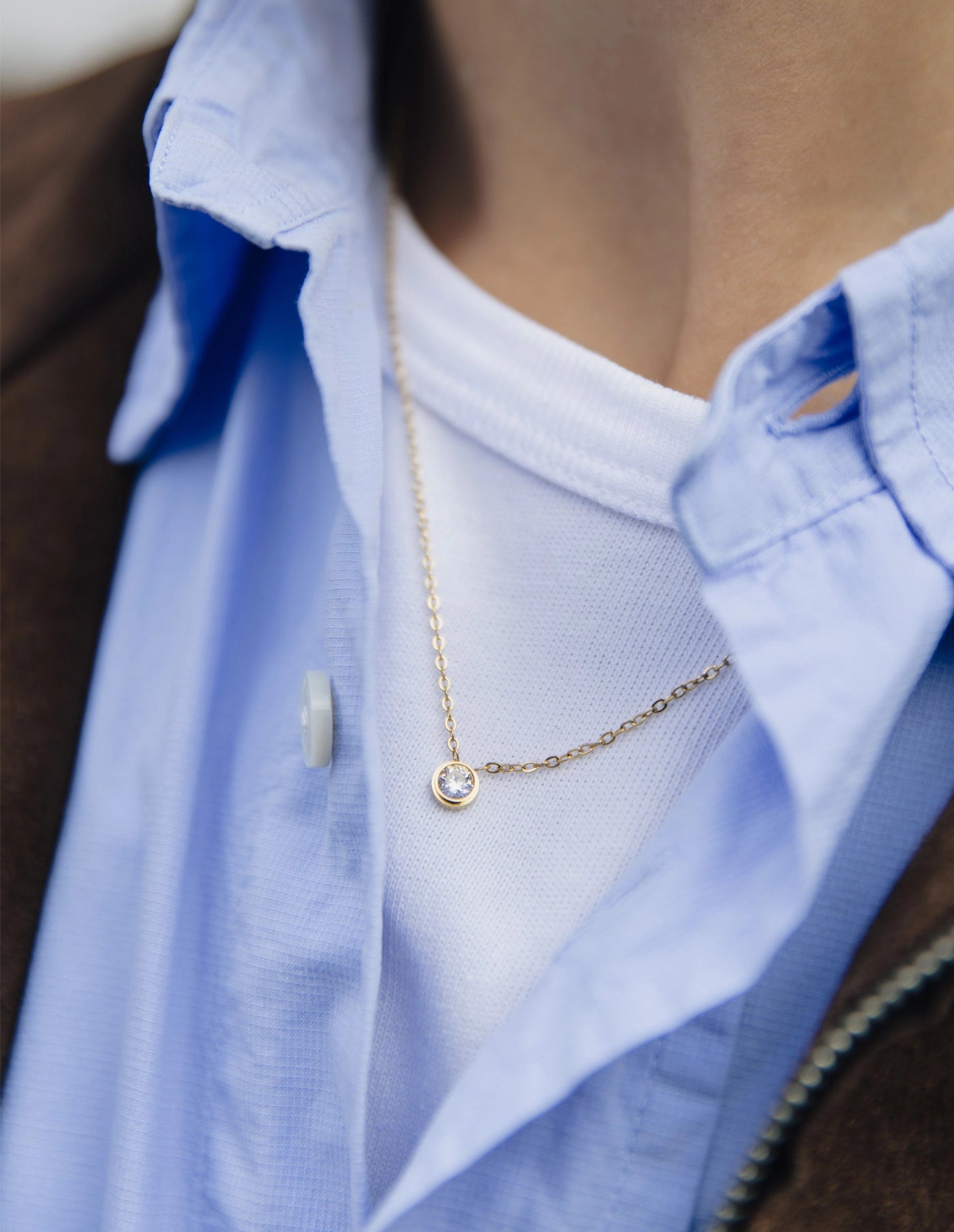 Gold Dainty Stone Necklace | Waterproof