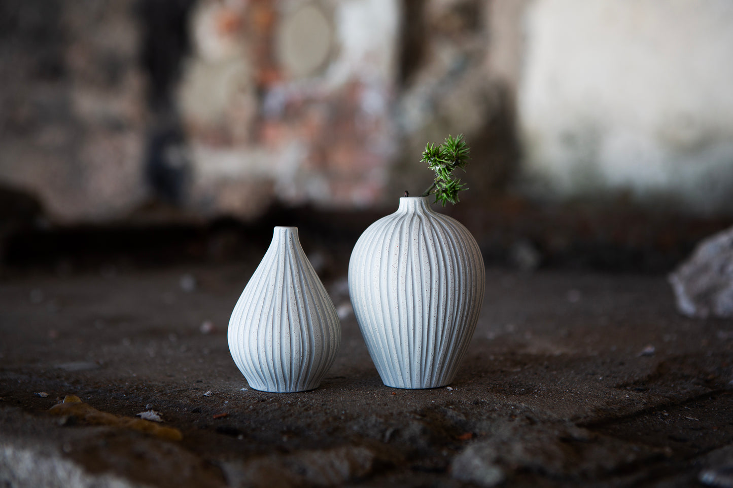 Kobe Vase Sand White Stone Stripe