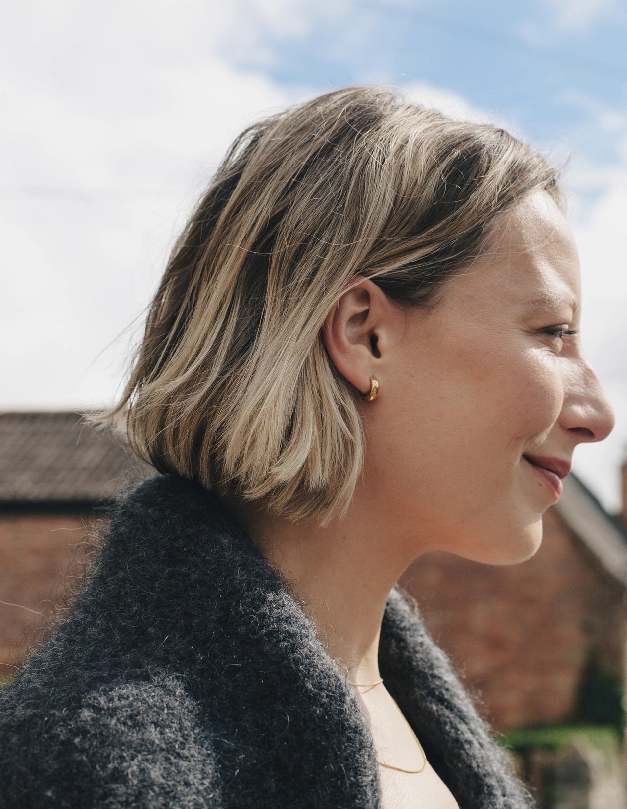 Gold Small Leverback Bold Hoop Earrings