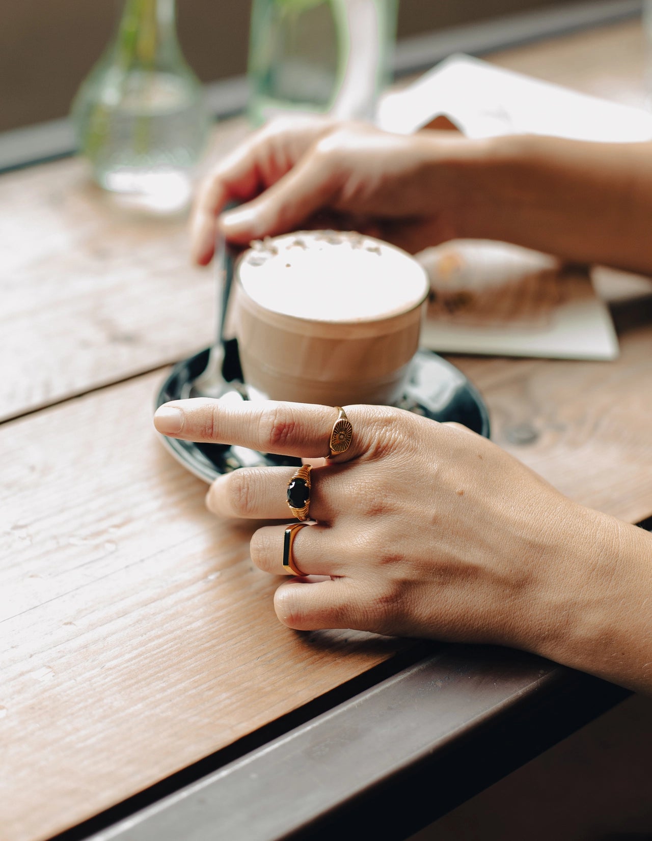 Gold and Black Gemstone Ring