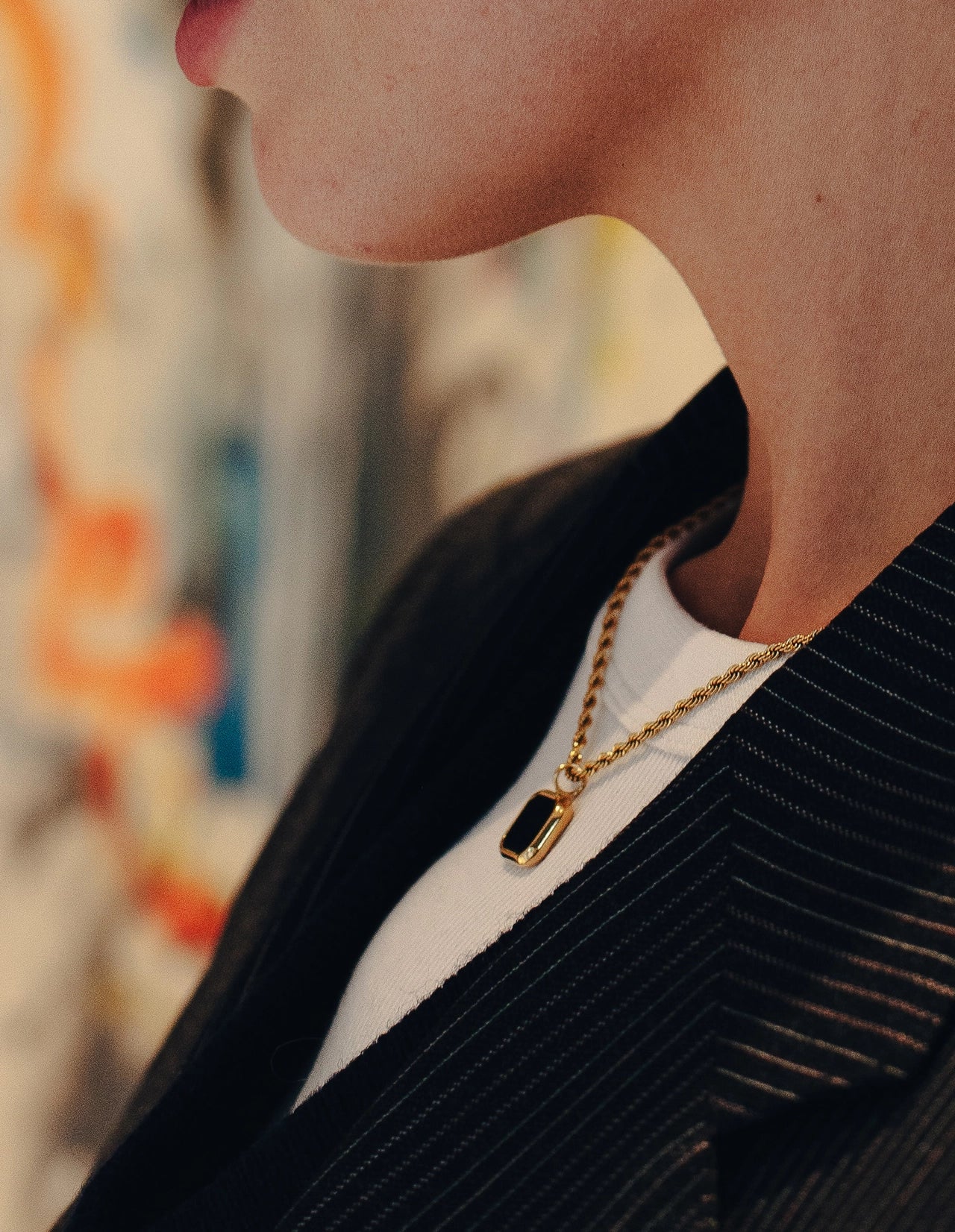 Gold Rope Chain Pendant Necklace