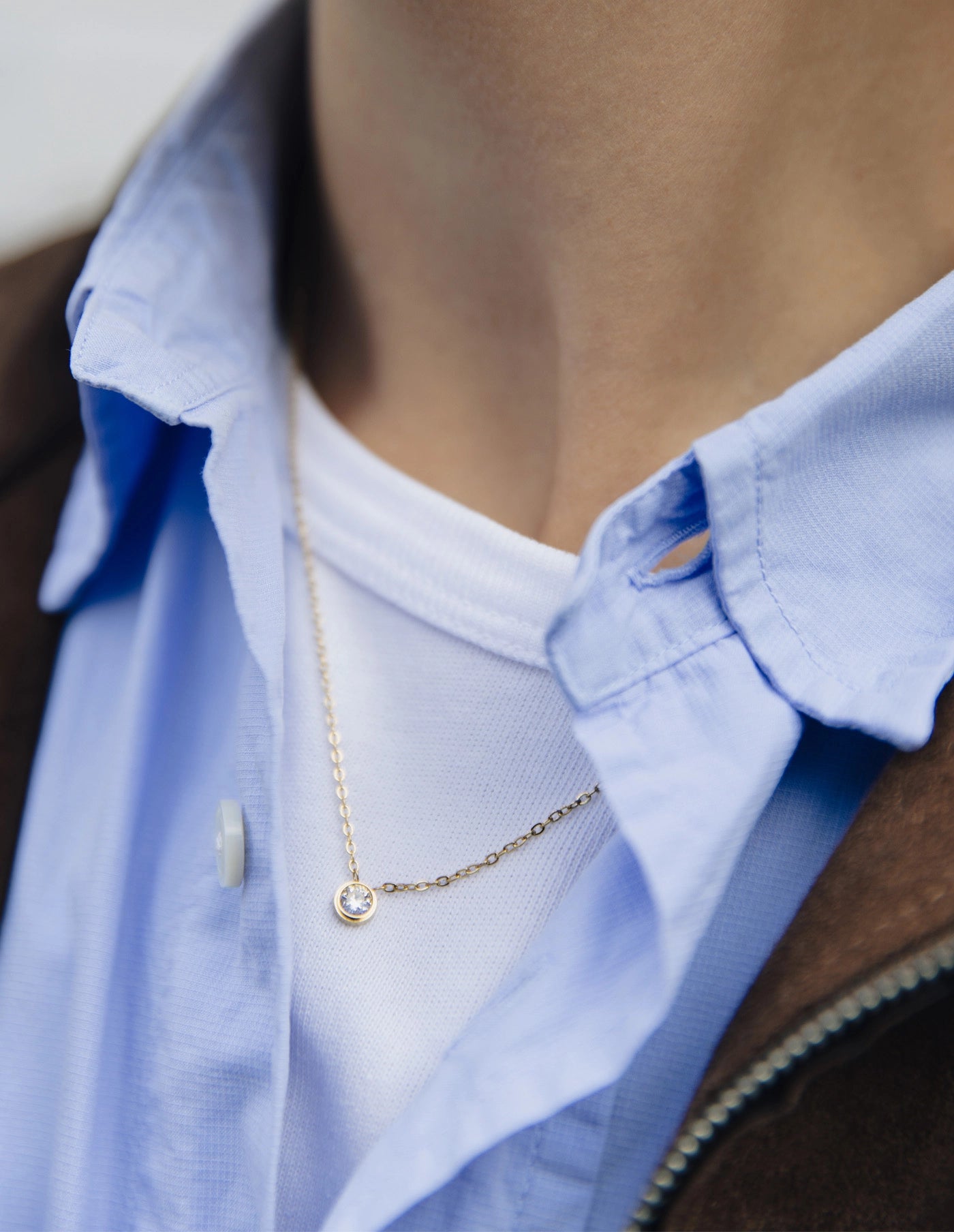 Gold Dainty Stone Necklace | Waterproof