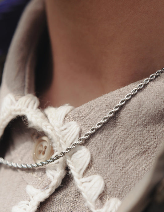 Silver Rope Twist Chain Necklace | Waterproof