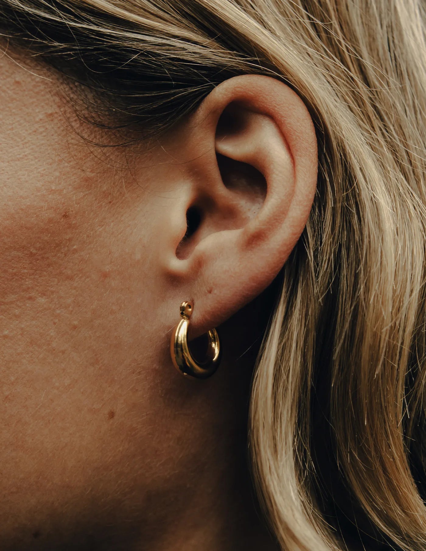 Gold Mini Crescent Hoop Earrings