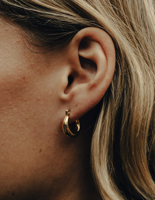 Gold Mini Crescent Hoop Earrings