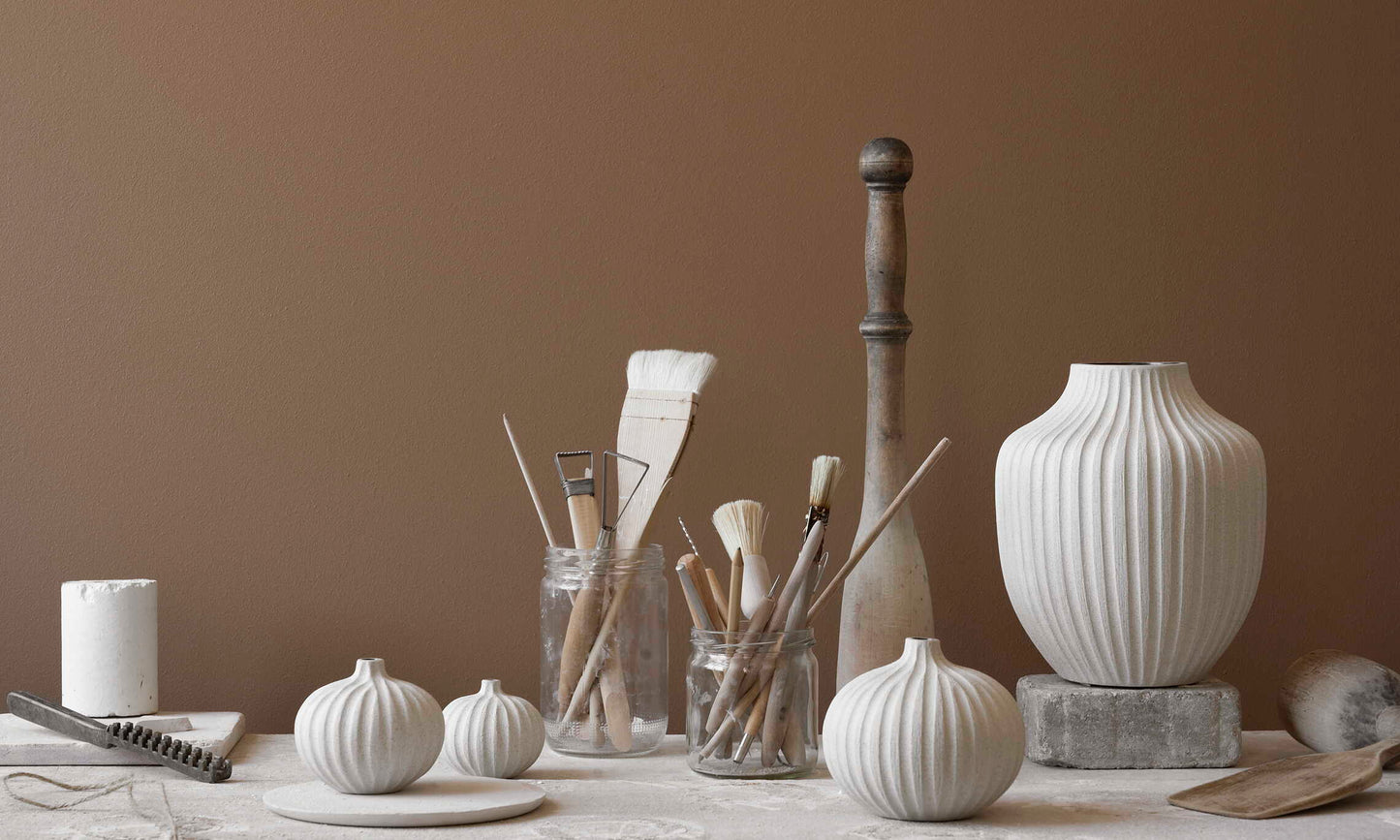 Kobe Vase Sand White Stone Stripe