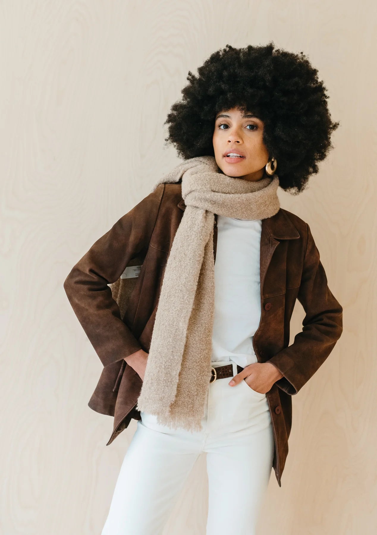 Alpaca Oversized Scarf in Oatmeal