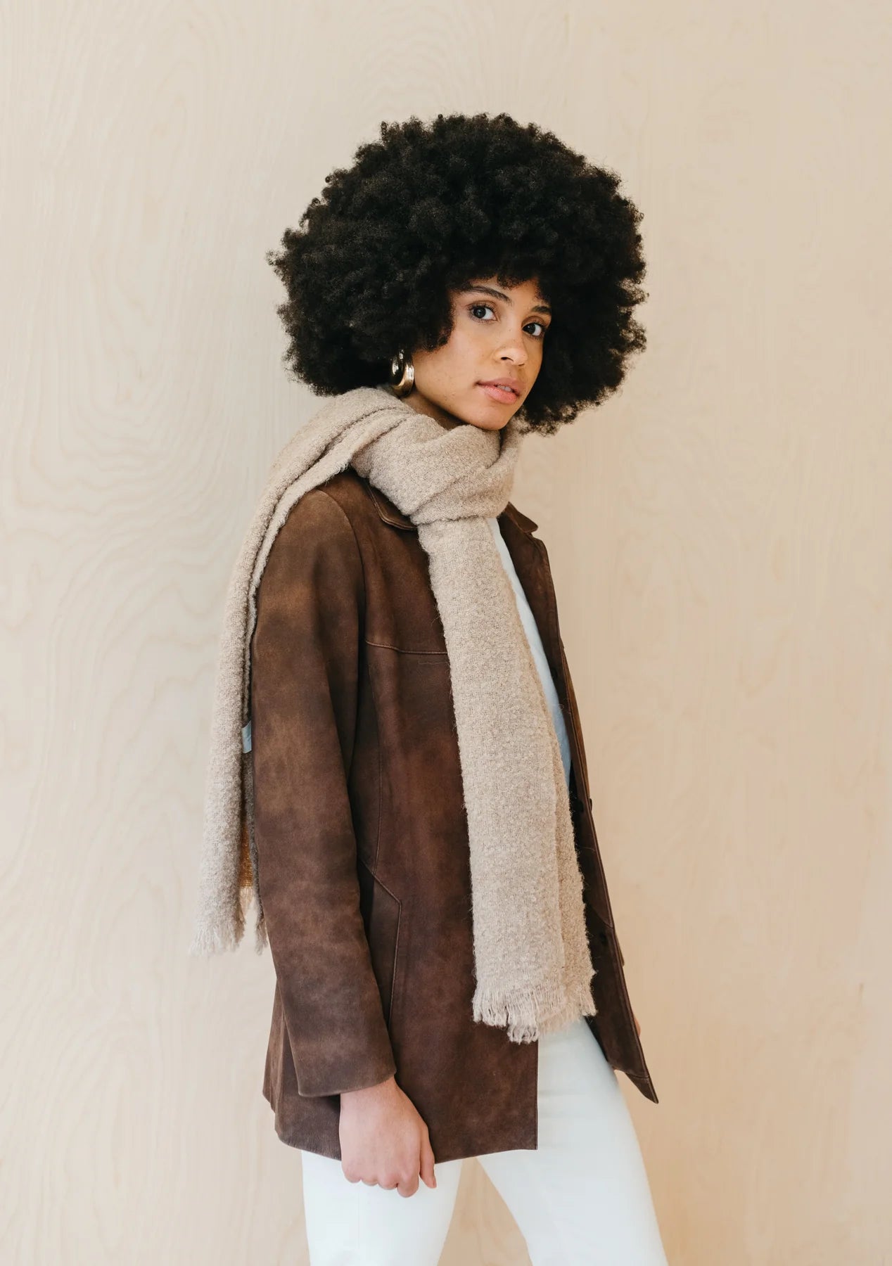 Alpaca Oversized Scarf in Oatmeal