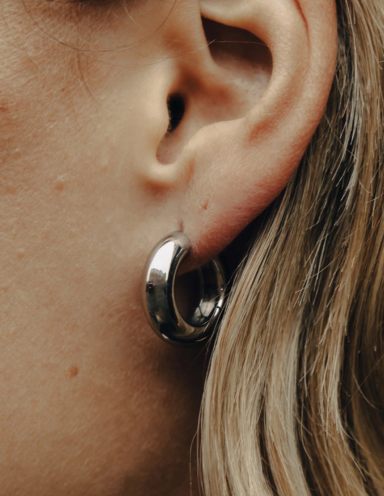 Silver Medium Leverback Bold Hoop Earrings