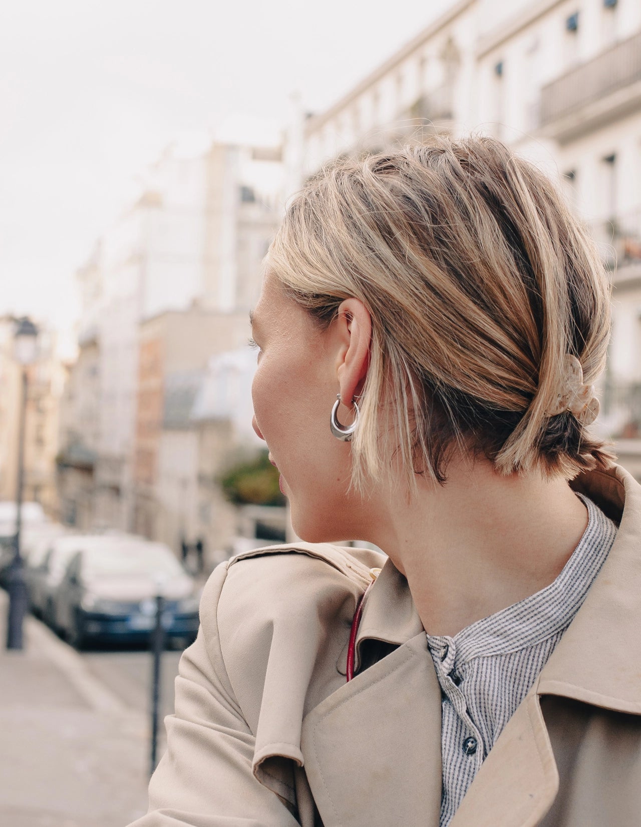 Silver Bold Crescent Hoop Earrings