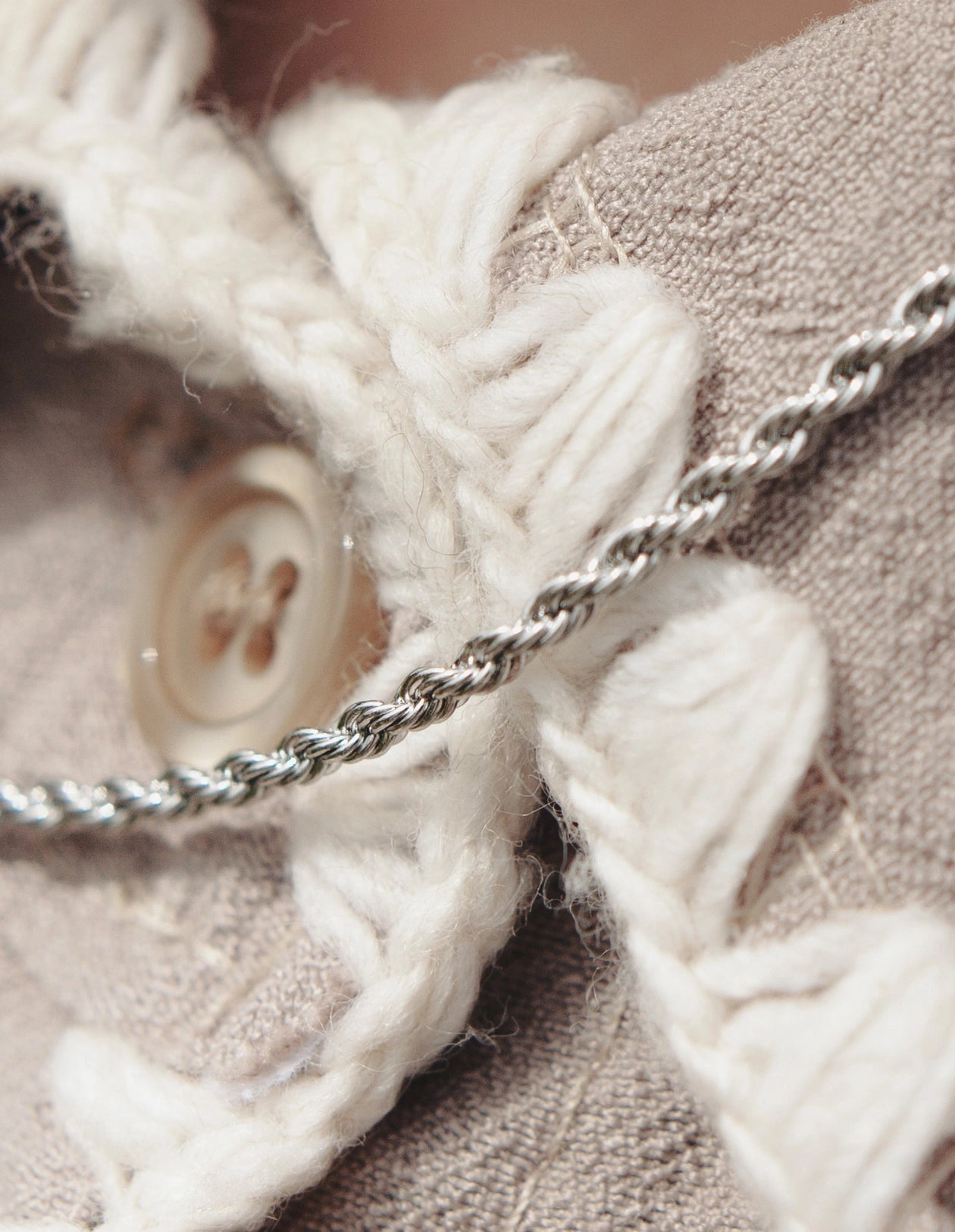 Silver Rope Twist Chain Necklace | Waterproof