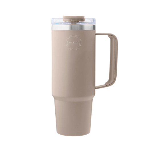 Thermo Cup with Straw - Cream Beige - 885ML