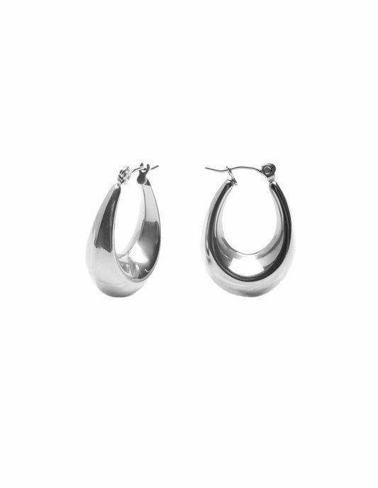 Silver Bold Crescent Hoop Earrings