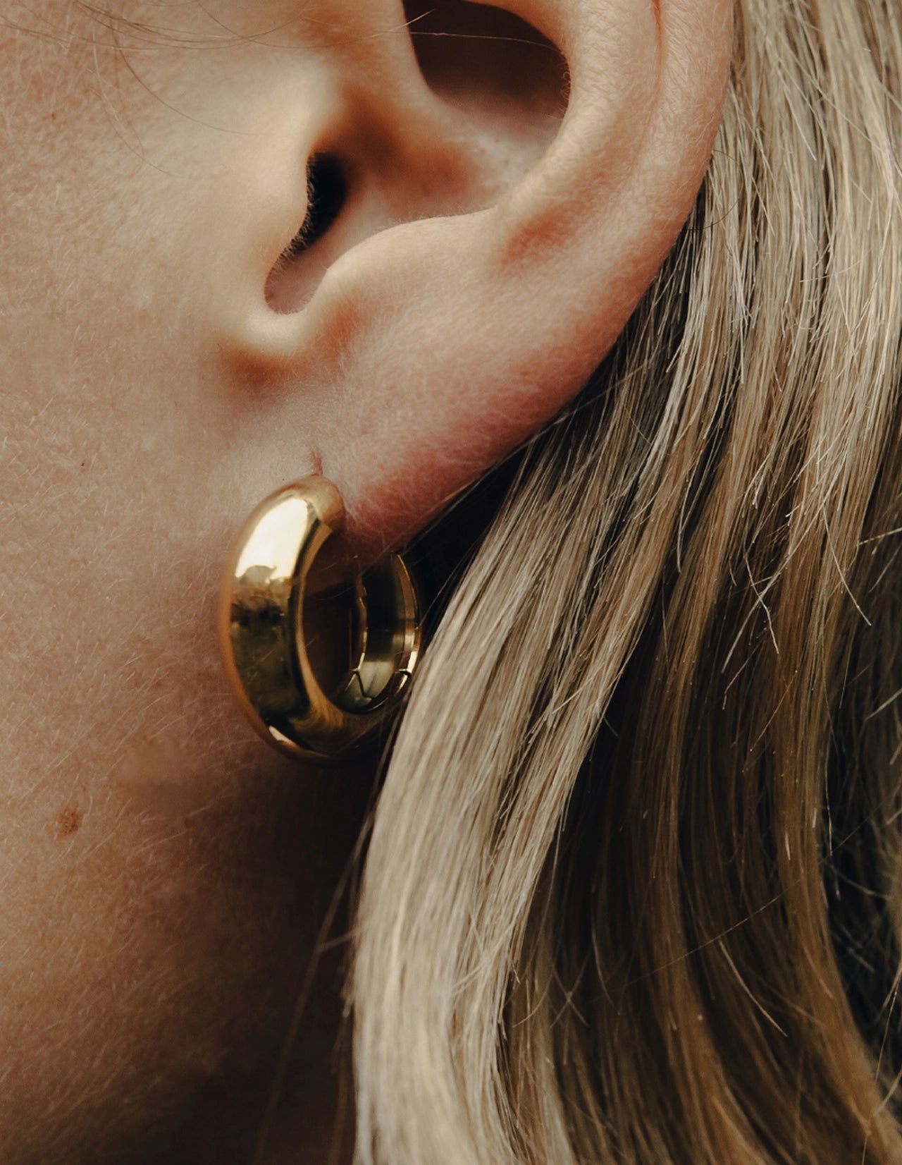 Gold Medium Leverback Bold Hoop Earrings