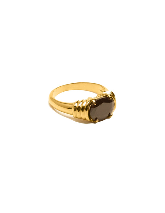 Gold and Black Gemstone Ring