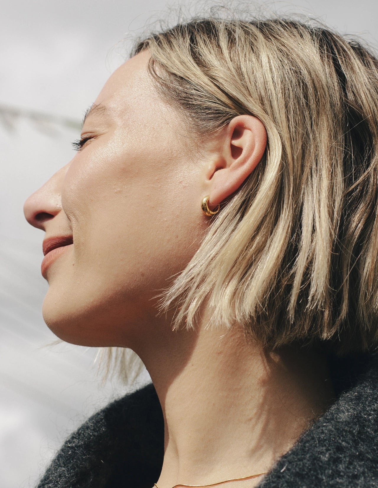 Gold Small Leverback Bold Hoop Earrings