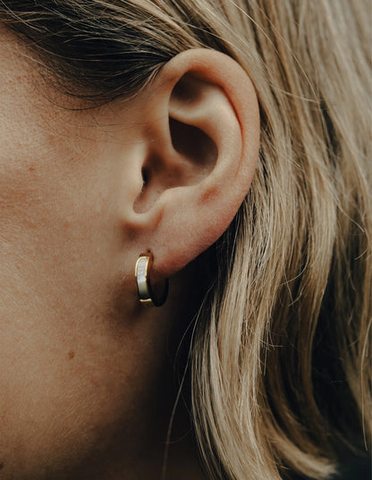 Gold Shell Huggie Earrings