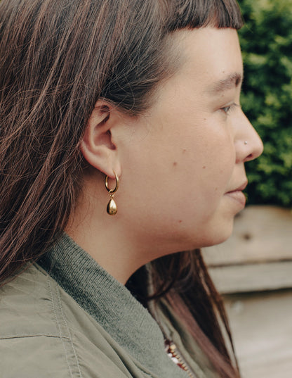 Gold Drop Hoop Earrings