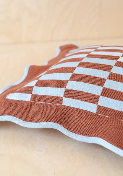 Cotton Cushion Cover | Rust Checkerboard