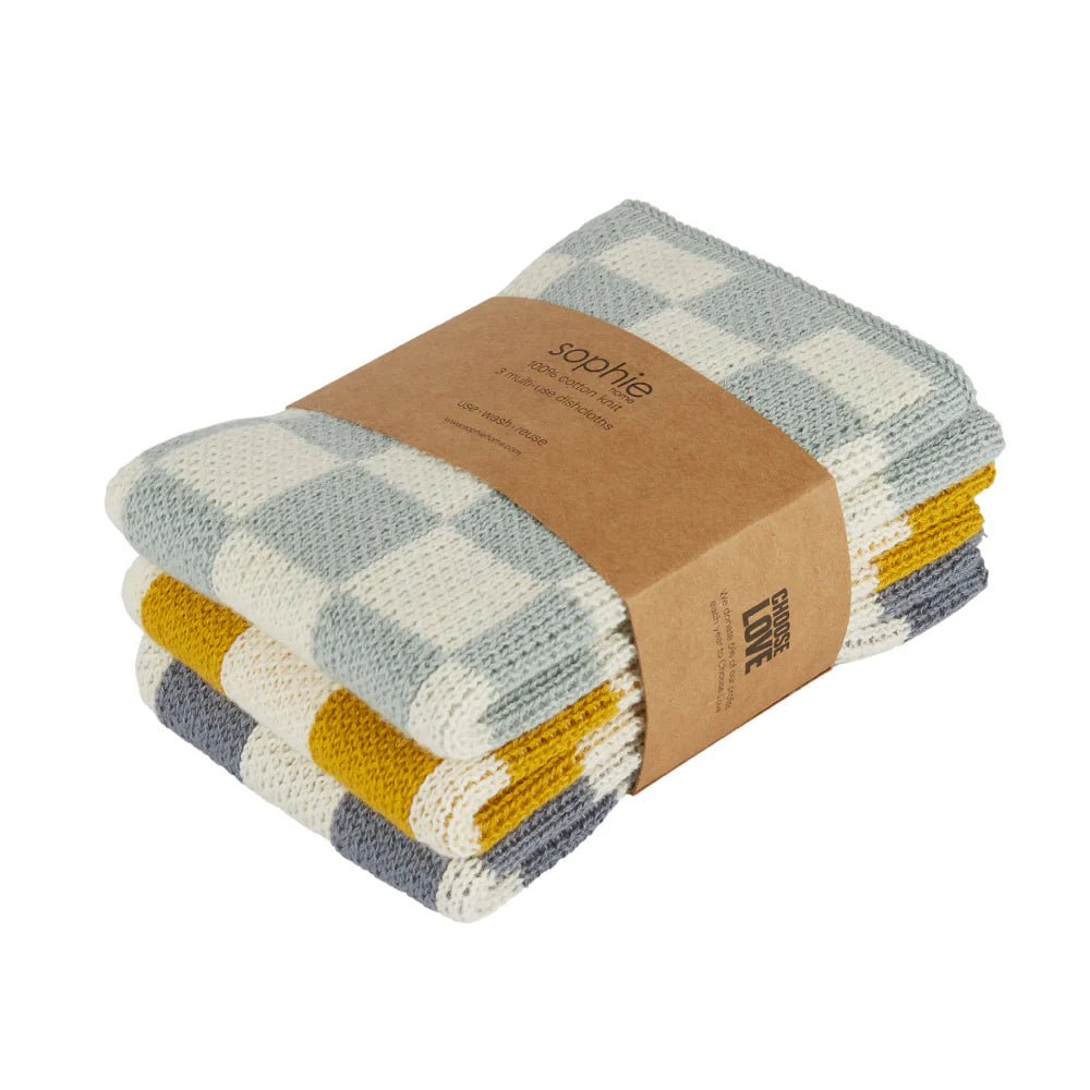 Checkered Dishcloths Aqua