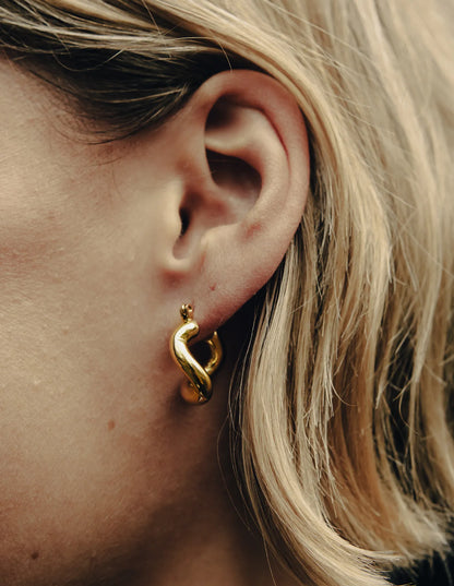 Gold Fluid Hoop Earrings | Waterproof