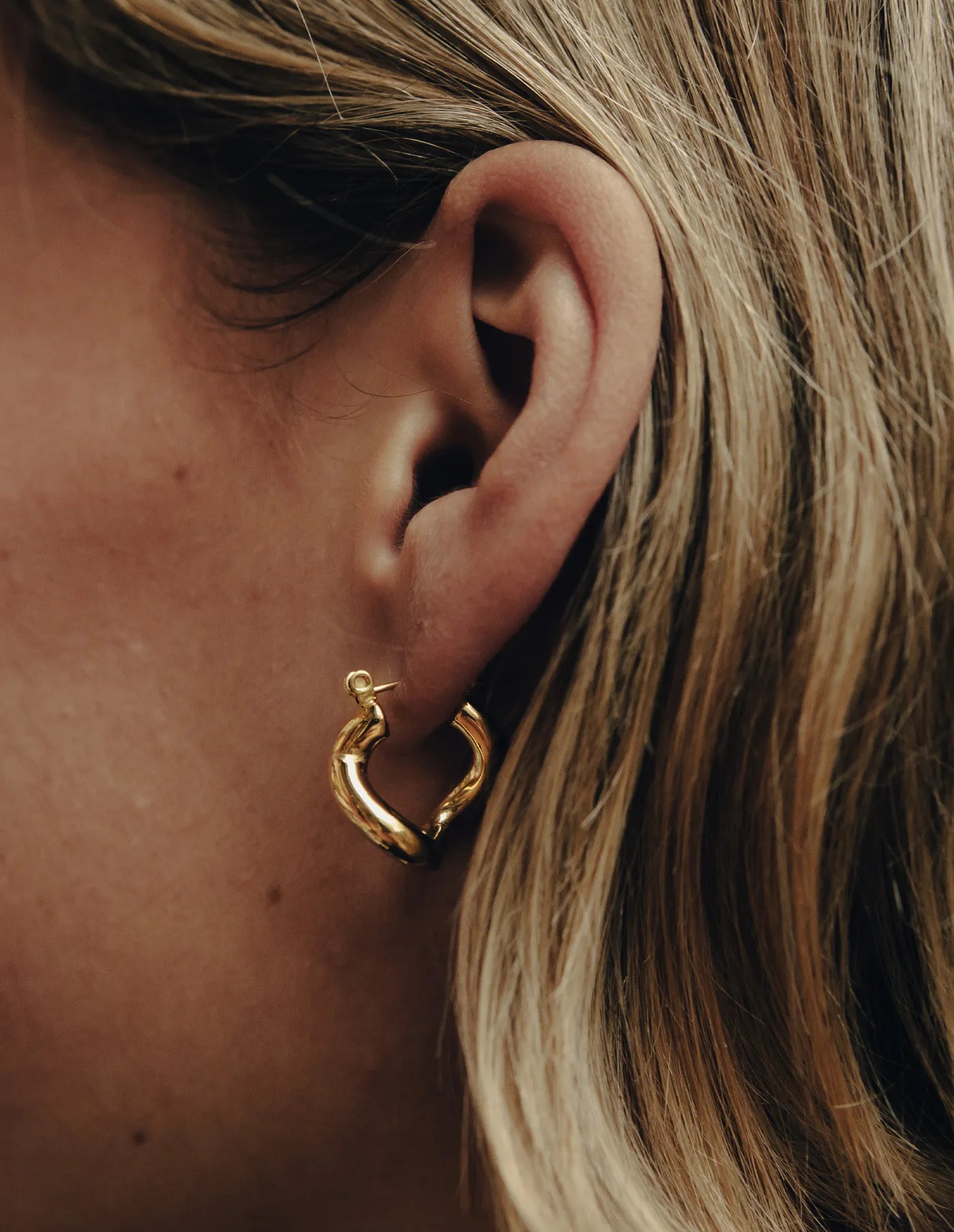 Gold Fluid Hoop Earrings | Waterproof