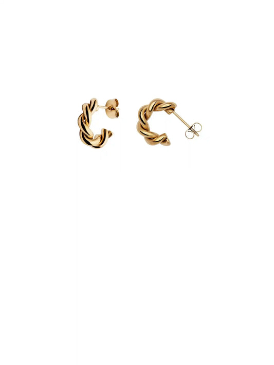 Gold Ridge Twist Hoops Earrings