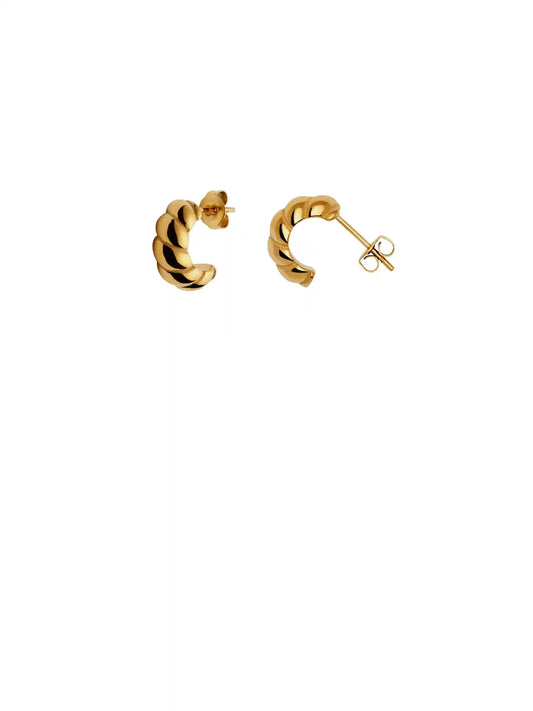 Gold Small Ridge Huggie Hoop Earrings
