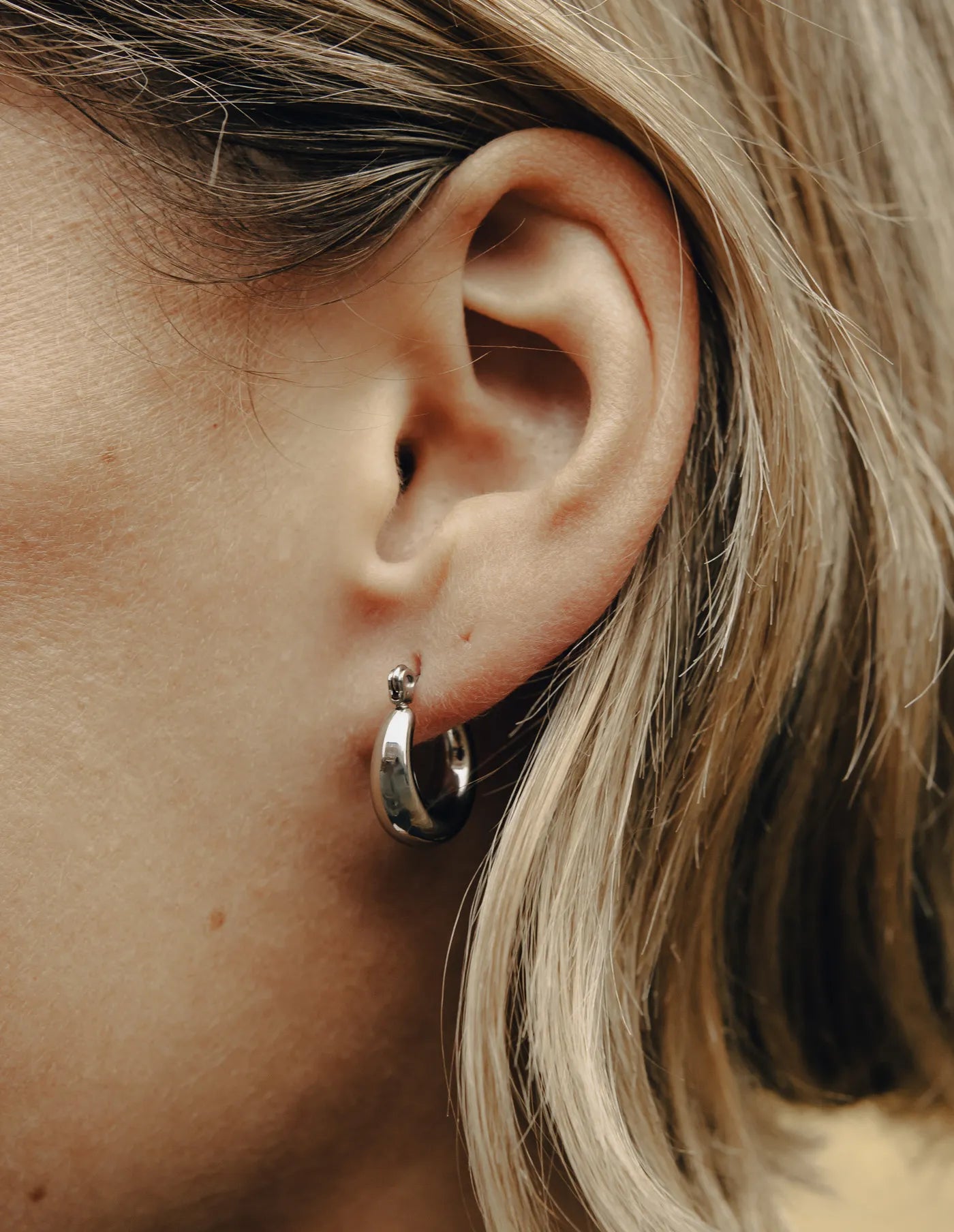 Silver Mini Crescent Hoop Earrings