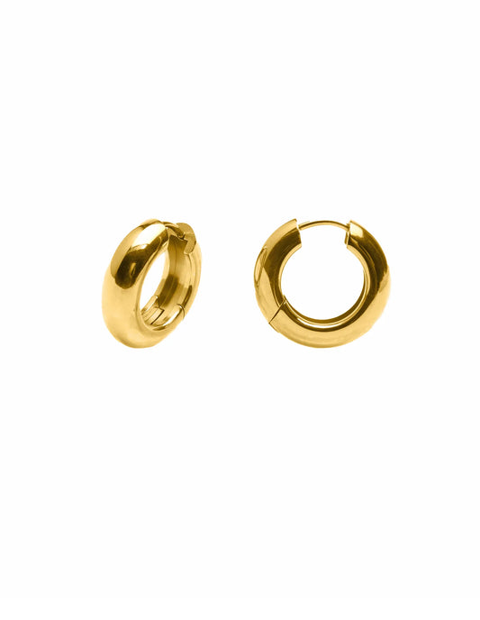 Gold Medium Leverback Bold Hoop Earrings
