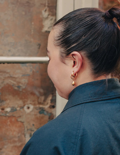 Gold Drop Hoop Earrings