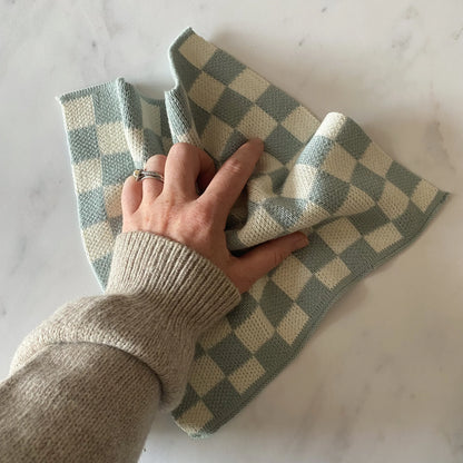 Checkered Dishcloths Aqua