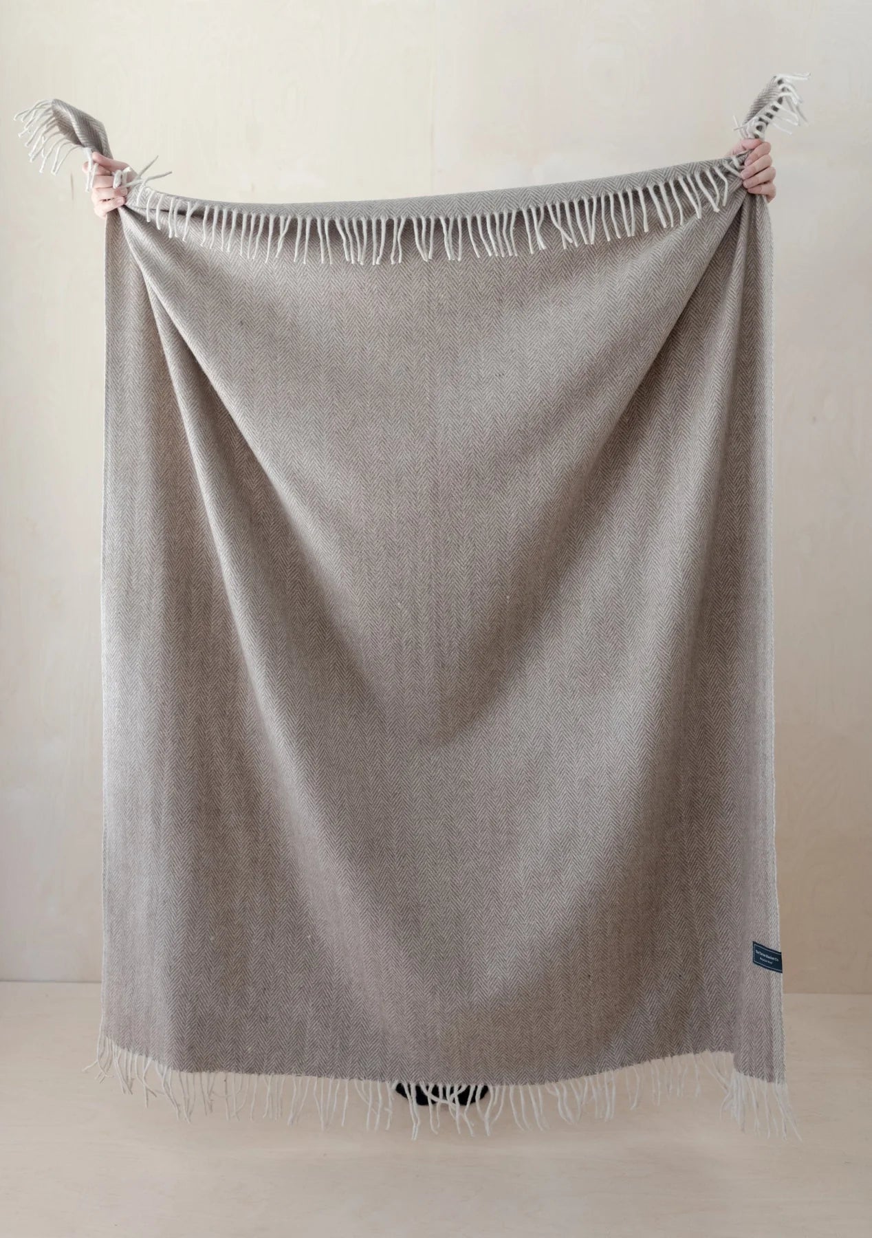 Wool Blanket in Natural Herringbone | Large