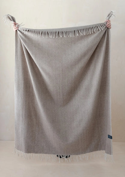 Wool Blanket in Natural Herringbone | Large