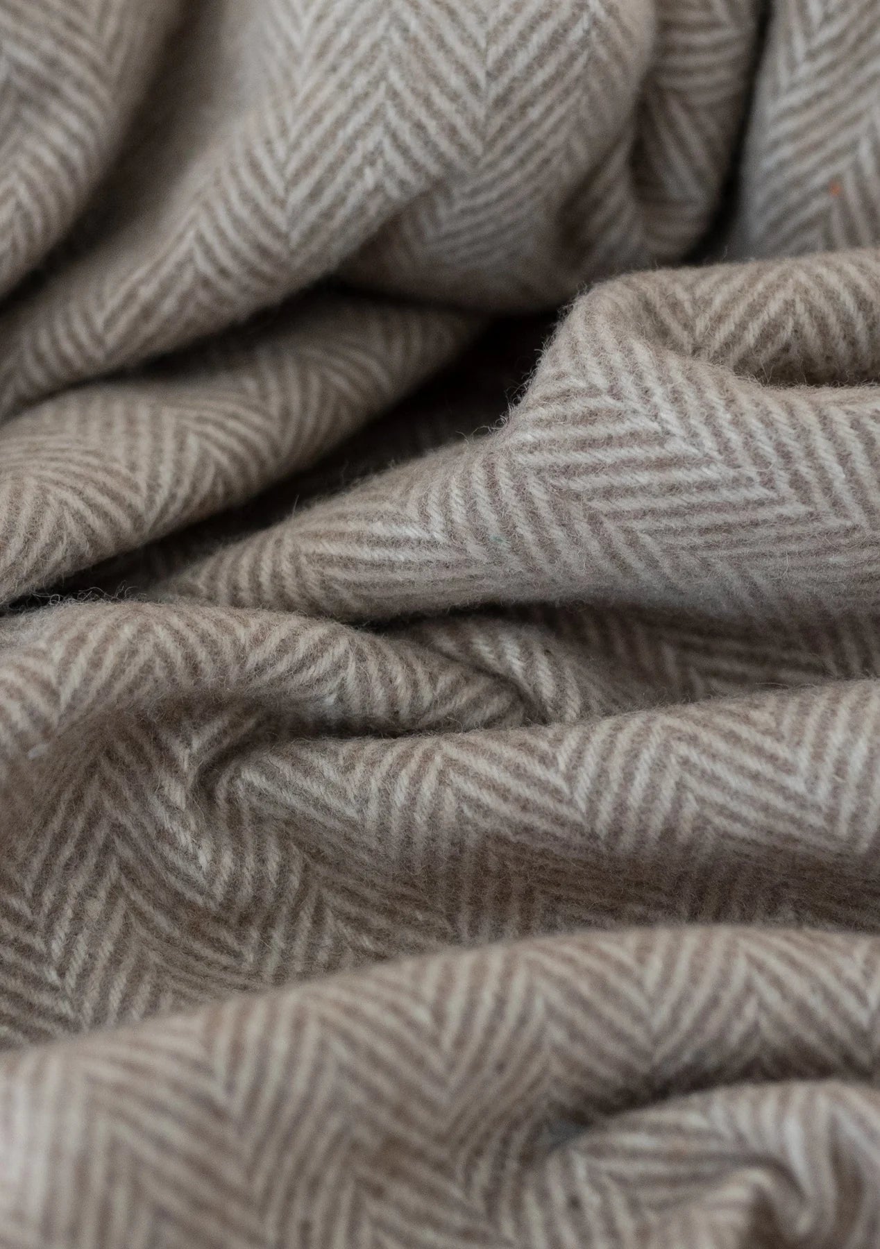 Wool Blanket in Natural Herringbone | Large