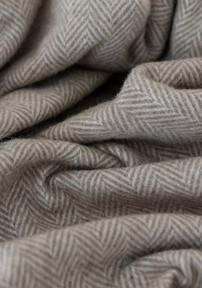 Wool Blanket in Natural Herringbone | Small