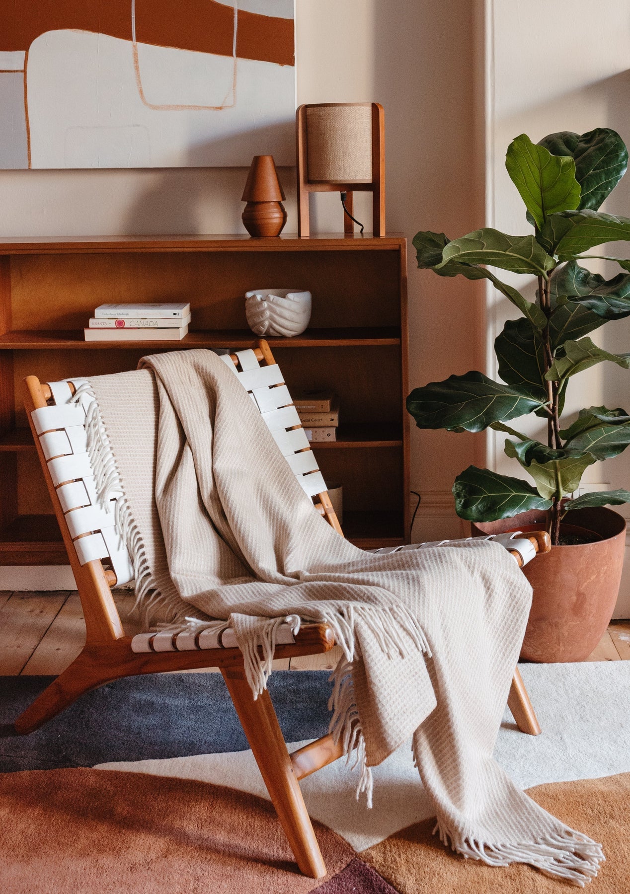 Wool Blanket in Camel Waffle