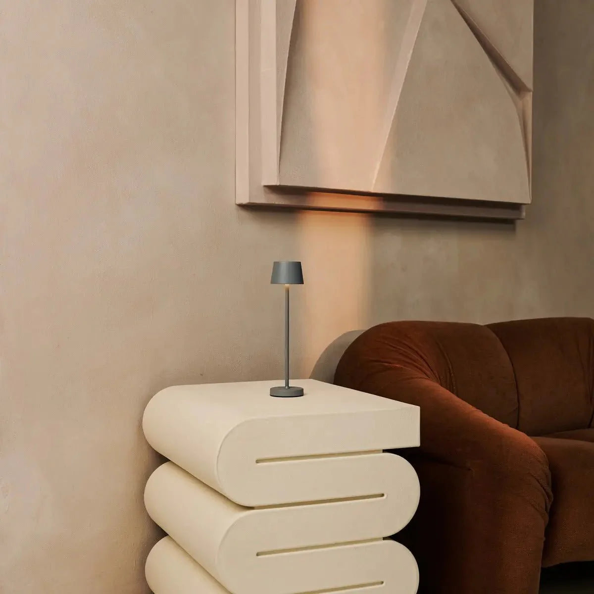 Vondel Grey Rechargeable Lamp