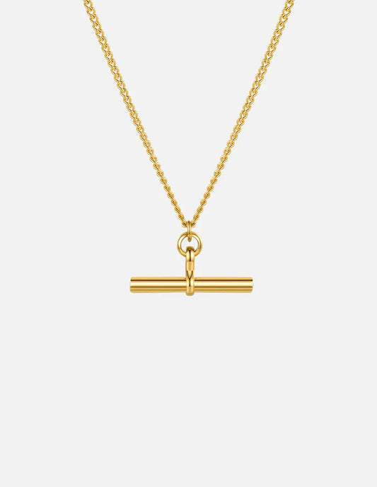Gold T-Bar Chain Necklace
