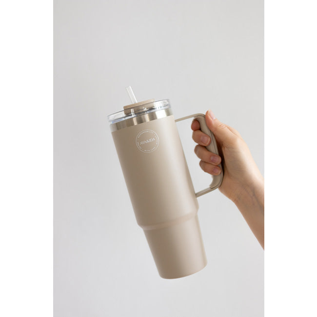 Thermo Cup with Straw - Cream Beige - 885ML