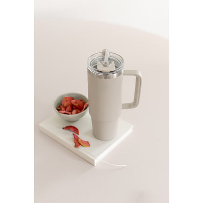 Thermo Cup with Straw - Cream Beige - 885ML