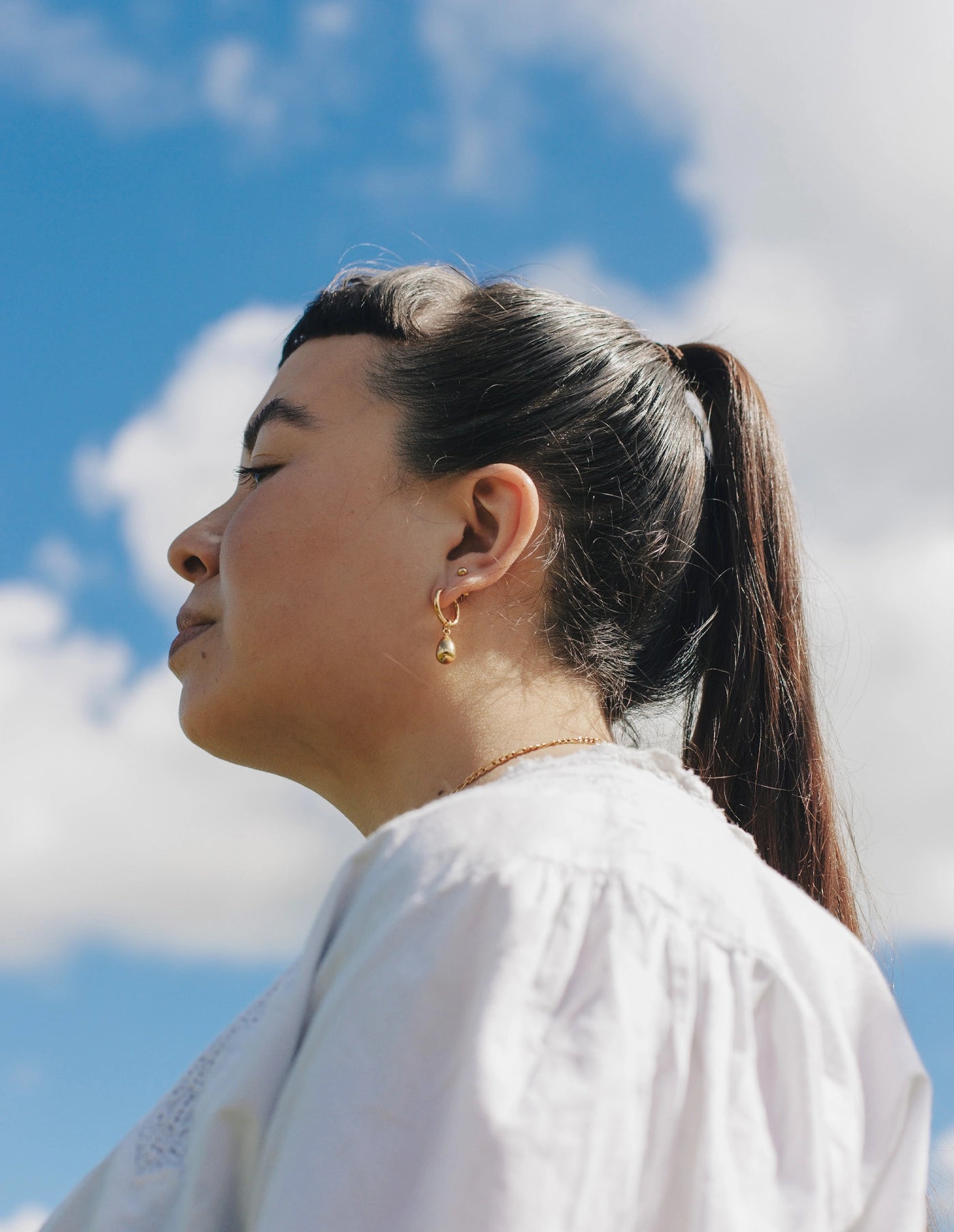 Gold Drop Hoop Earrings