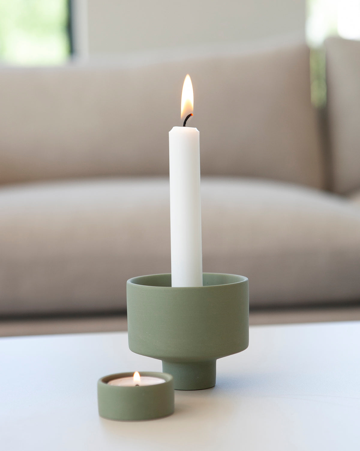 Liaved Candlestick Holder in Green